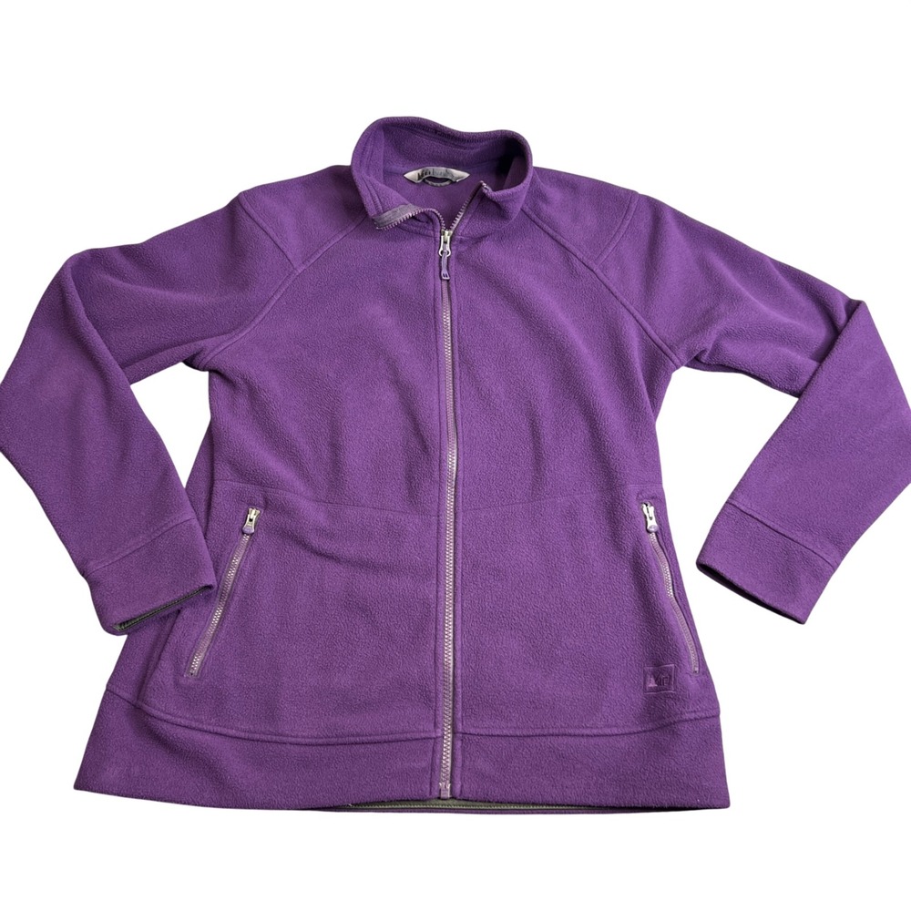 REI Co-op Womens Purple Full Zip Fleece Jacket Mock Neck Large